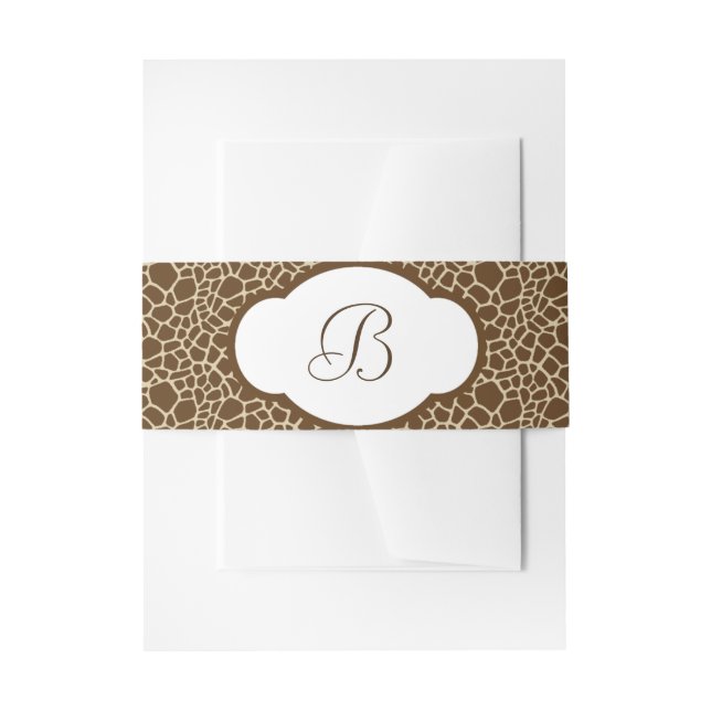 Monogrammed Giraffe Pattern Invitation Belly Band (Front Example)