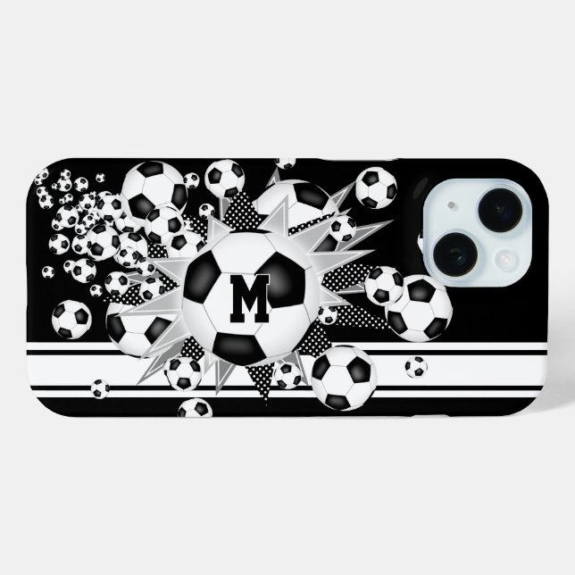 monogrammed girls soccer ball blowout black  Case-Mate iPhone case (Back (Horizontal))