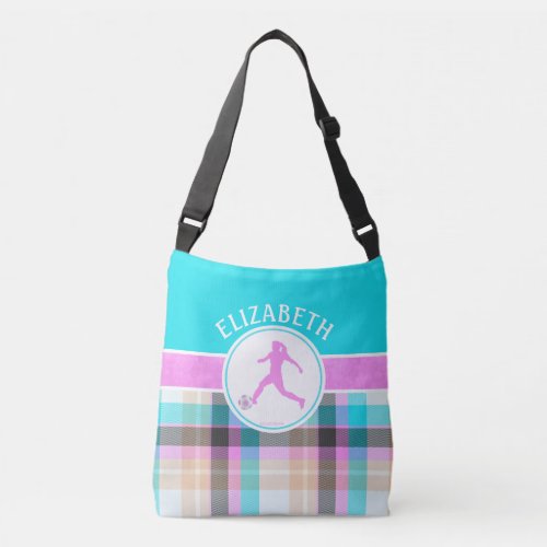 Monogrammed Girl's Soccer Summer Tartan Crossbody Bag
