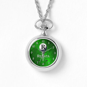 Monogrammed Girly Golf Green Watch