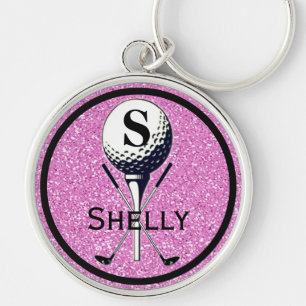 Monogrammed Girly Golf Tee Keychain