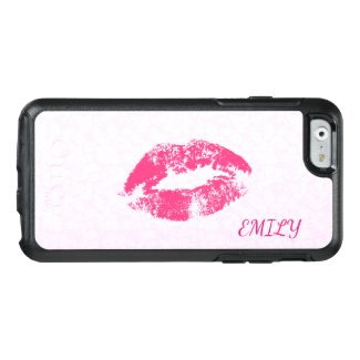 Monogrammed Girly Hot Pink Lipstick Lips