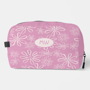Monogrammed Girly Pink & Blush Floral Pattern Dopp Kit