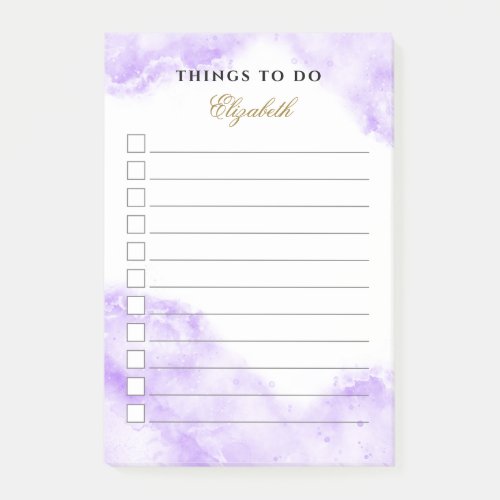 Monogrammed Glam Lavender Purple Marble To Do List Post_it Notes