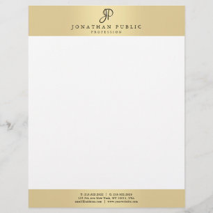 Monogrammed Glamour Gold Elegant Personalized Letterhead