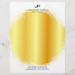 Monogrammed Glamour Template Faux Gold Elegant Letterhead