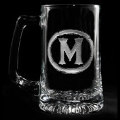 Monogrammed Glass Beer Mug (Front)