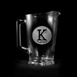 Monogrammed Glass Pitcher Beer Pitcher<br><div class="desc">Featuring a vintage typewriter font,  these glasses are a cool gift for men,  women,  bridesmaids,  groomsmen,  friends,  or family. Our master glass carvers will carve away the background panel from the glass,  leaving the lettering and design features raised from the surface in a super cool,  three dimensional manner.</div>