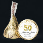 Monogrammed Gold 50th Wedding Anniversary Hershey® Hershey®'s Kisses®<br><div class="desc">Gorgeous elegant personalized monogrammed golden 50th wedding anniversary HERSHEY KISSES for your reception.  Not cheap looking but expensive and classy.  Add monogram,   bride and groom's names and date.  White background. and black letters Font and size can be edited. Cocktail napkins also available.</div>