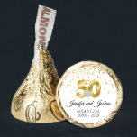 Monogrammed Gold 50th Wedding Anniversary Hershey® Hershey®'s Kisses®<br><div class="desc">Gorgeous elegant personalized monogrammed golden 50th wedding anniversary HERSHEY KISSES for your reception.  Not cheap looking but expensive and classy.  Add monogram,   bride and groom's names and date.  White background. and black letters Font and size can be edited. Cocktail napkins also available.</div>