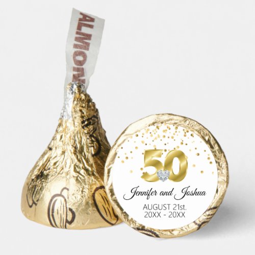 Monogrammed Gold 50th Wedding Anniversary Hershey Hersheys Kisses