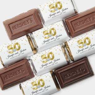 Monogrammed Gold 50th Wedding Anniversary Napkins Hershey's Miniatures