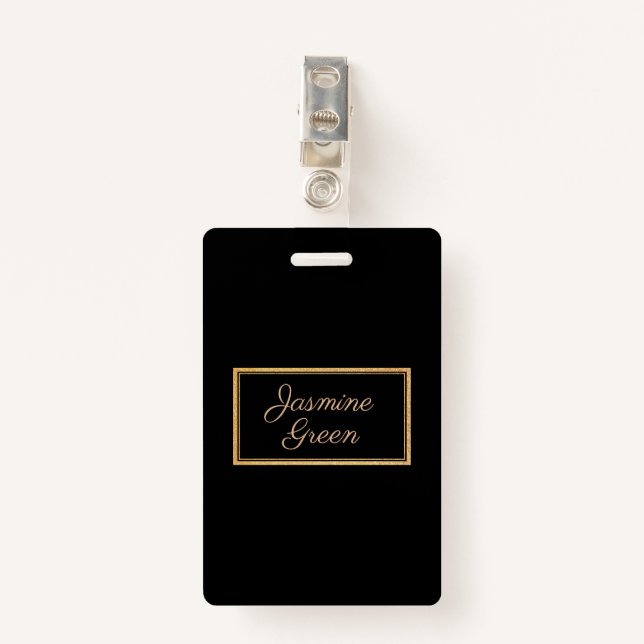 Monogrammed Gold And Black Frame Badge (Front with Clip)
