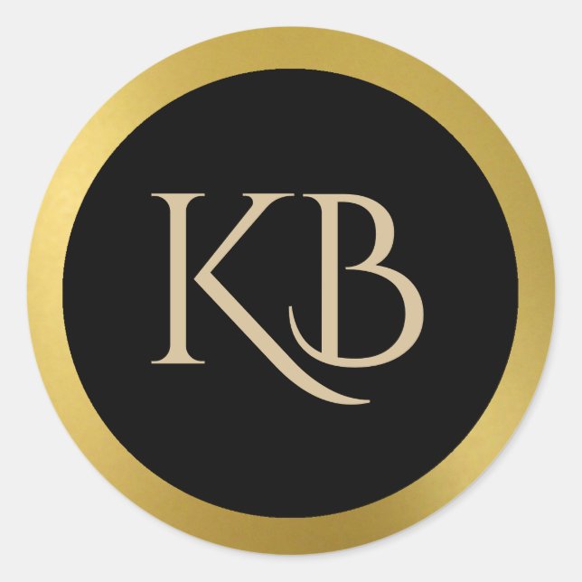 Monogrammed Gold and Black Stickers (Front)