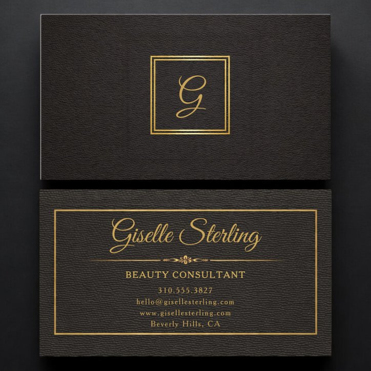 Monogrammed Gold Black Professional Business Card