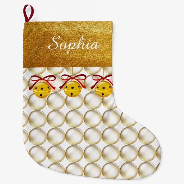 Monogrammed gold bubble wrap large christmas stocking (Front)