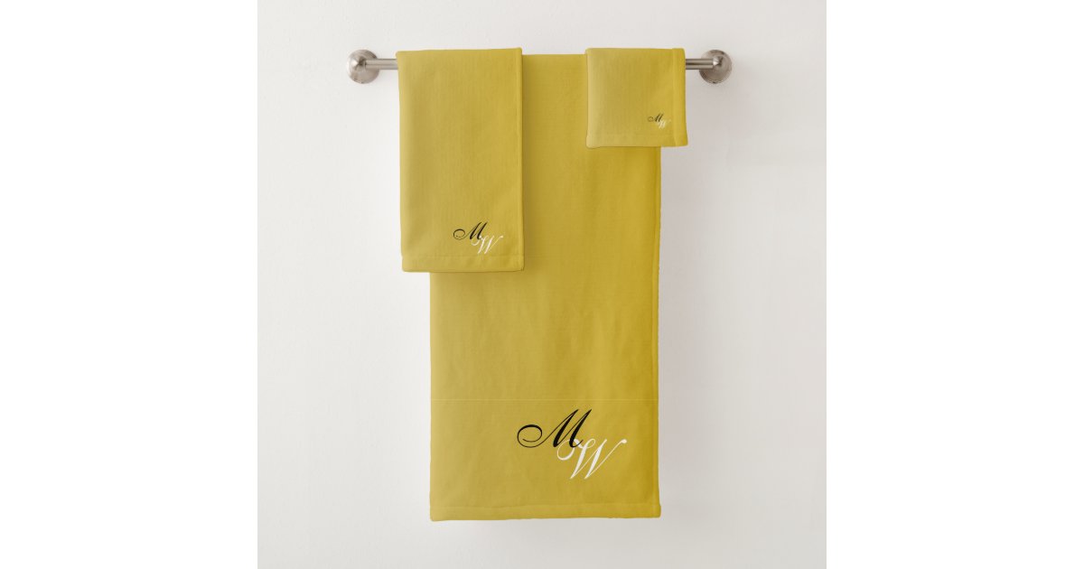 Monogrammed Gold Colored Bath Towel Set Zazzle