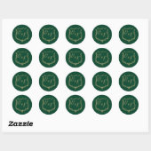 Monogrammed Gold Crest and Forest Green Wedding Classic Round Sticker (Sheet)