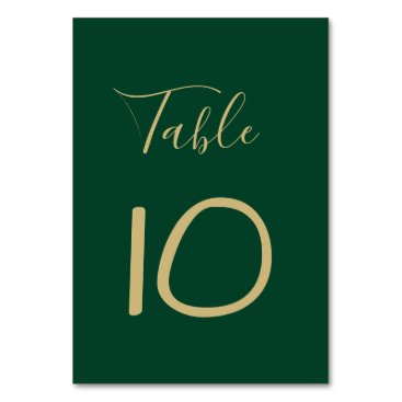 Monogrammed Gold Crest and Forest Green Wedding Table Number