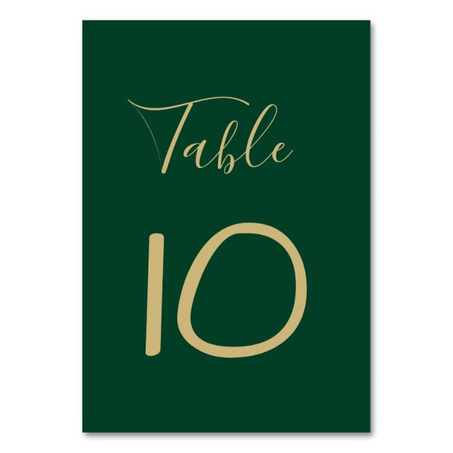 Monogrammed Gold Crest and Forest Green Wedding Table Number (Front)