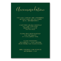 Monogrammed Gold Crest Green accommodation cards