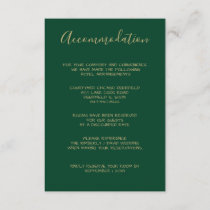 Monogrammed Gold Crest Green accommodation cards