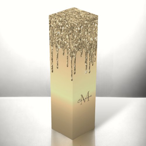 Monogrammed Gold Dripping Glitter Wine Gift Box