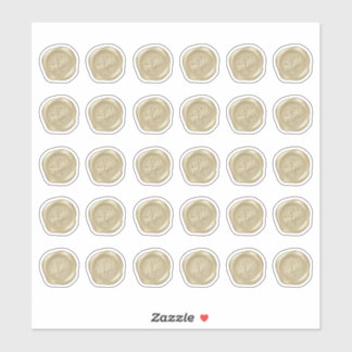 Monogrammed Gold Faux Wax Seals Sticker
