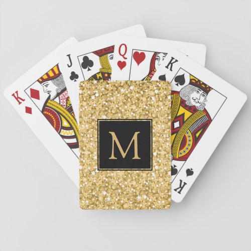 Monogrammed Gold Glitter Poker Cards