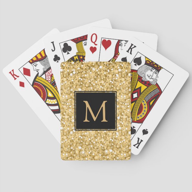 Monogrammed Gold Glitter Poker Cards (Back)