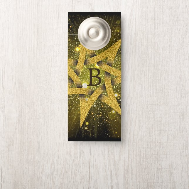 Monogrammed Gold Glitter Star Door Hanger (On Knob)