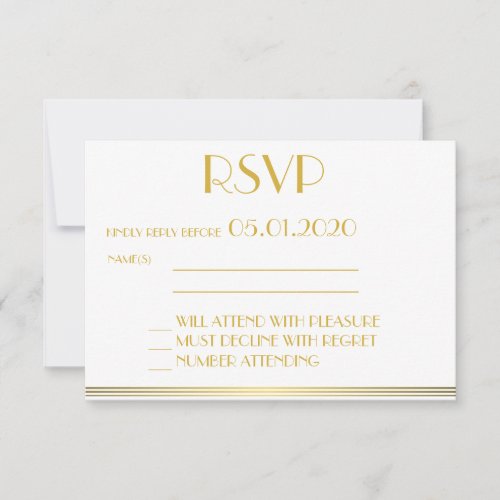 Monogrammed Gold Great Gatsby Wedding RSVP Cards