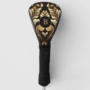 Monogrammed Gold Leaf Floral Golf Head Cover