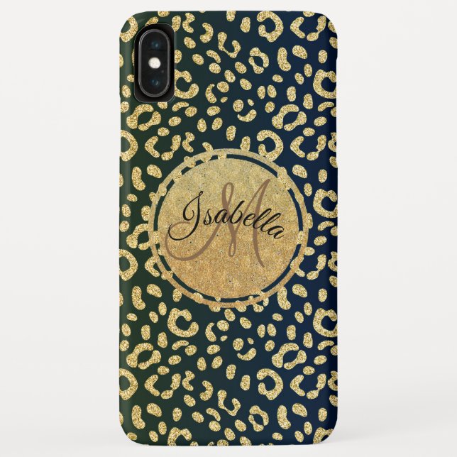 Monogrammed Gold Leopard-skin Spots Case-Mate iPhone Case (Back)