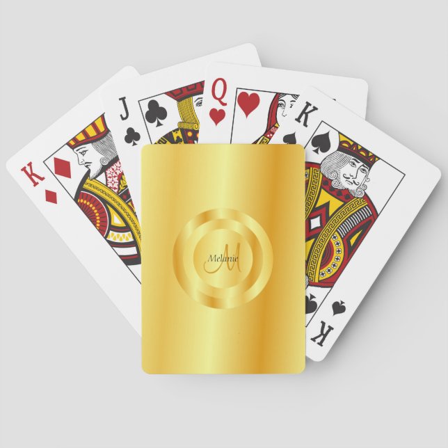Monogrammed Gold Look Elegant Modern Template Poker Cards (Back)