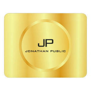 Monogrammed Gold Look Modern Elegant Template Door Sign