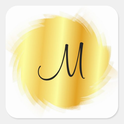 Monogrammed Gold Look Modern Elegant Template Square Sticker