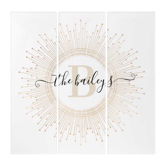 Monogrammed Gold Mandala Triptych (Front)