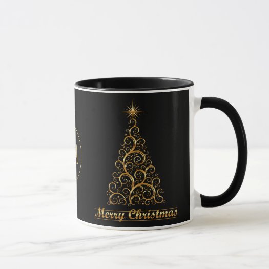 Monogrammed Gold Merry Christmas Tree Star Holiday