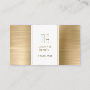 Monogrammed Gold Metallic Foil Consultant Business Card