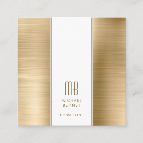 Monogrammed Gold Metallic Foil Consultant Square Business Card