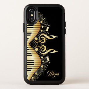 Monogrammed Gold Musical Keyboard OtterBox Symmetry iPhone X Case
