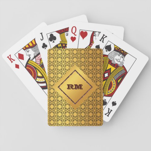 Monogrammed gold poker cards