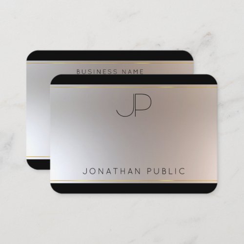 Monogrammed Gold Silver Elegant Modern Template Business Card