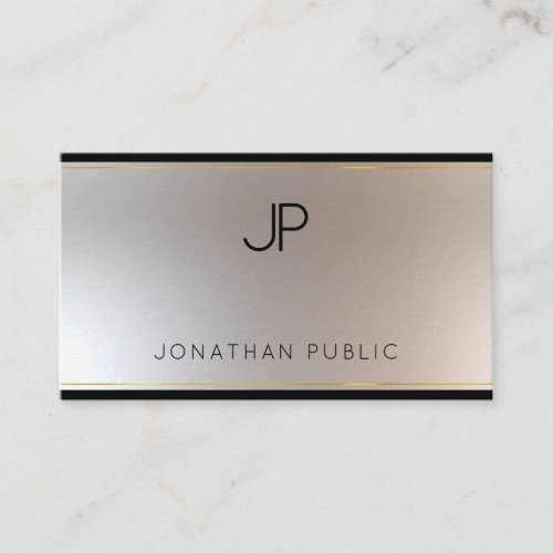 Monogrammed Gold Silver Elegant Template Luxury Business Card