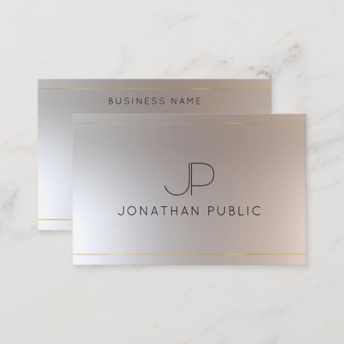 Monogrammed Gold Silver Look Elegant Modern Business Card