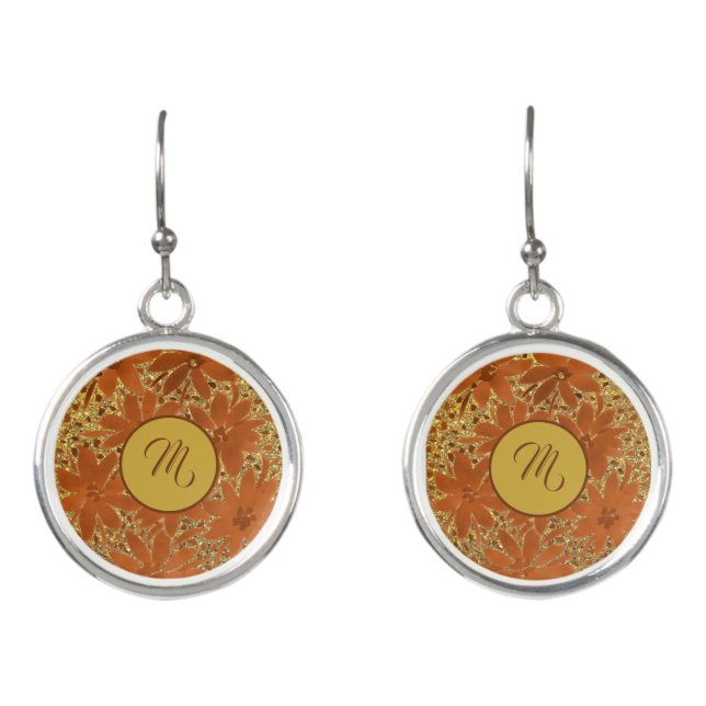 Monogrammed Gold Sparkle Elegance Earrings (Front)