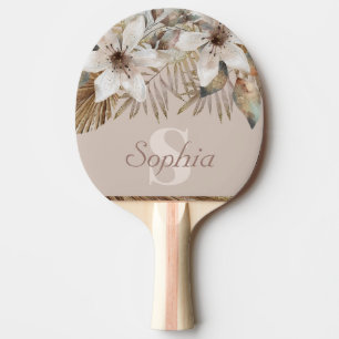 Monogrammed Gold Tropical Botanical Ping Pong Paddle