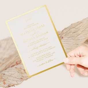 Monogrammed Gold Wedding Foil Invitation
