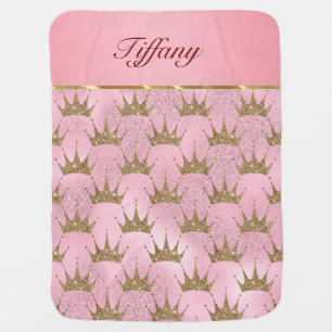 Monogrammed Golden Crown  Baby Blanket